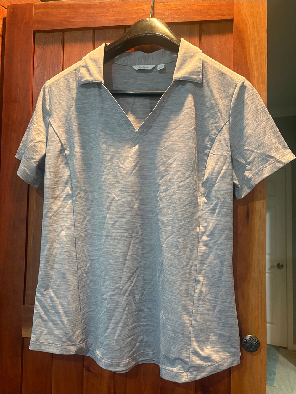 Lady Hagen women’s golf Heather Gray Polo V-Neck Shirt